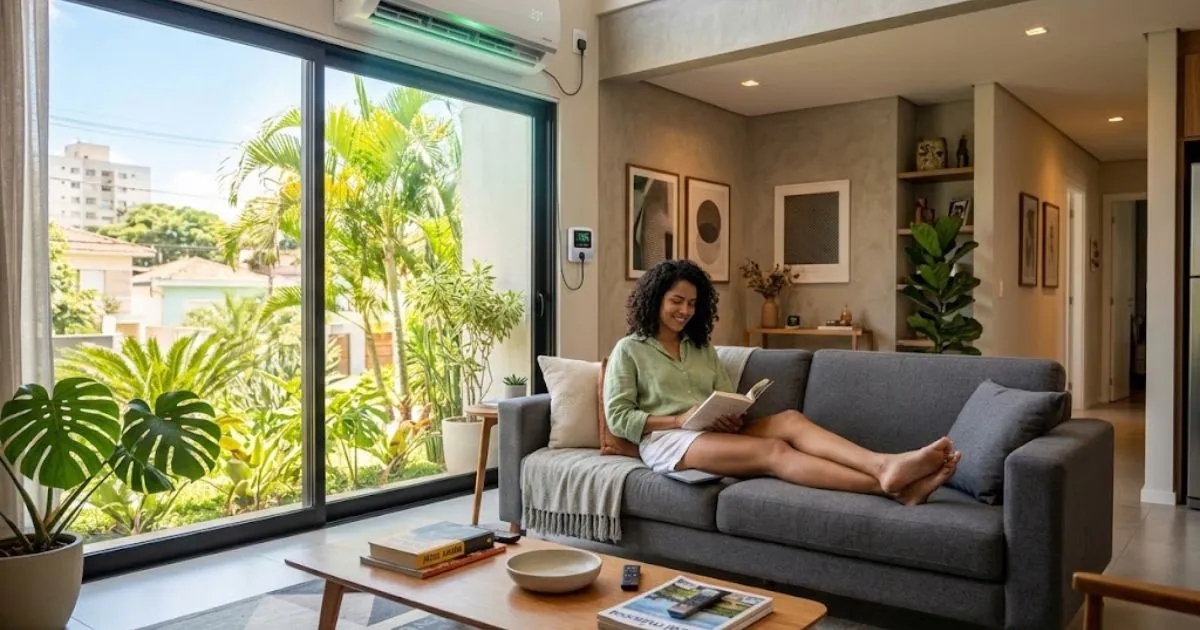 Ar-condicionado inverter moderno instalado em sala residencial
