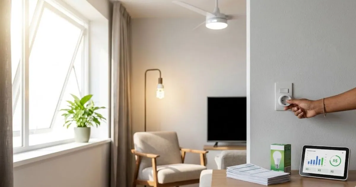 família analisando conta de luz e buscando economia de energia
