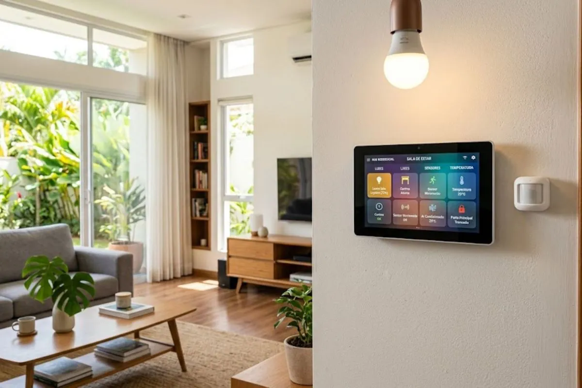 hub intelbras instalado em casa inteligente controlando dispositivos
