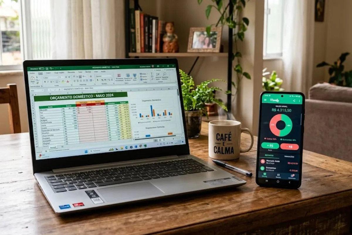 comparação entre planilha e aplicativo de controle financeiro