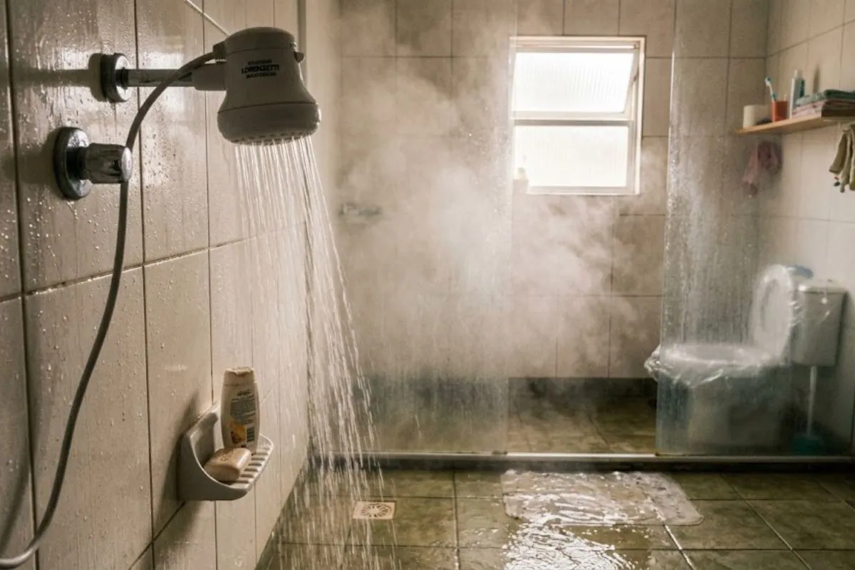chuveiro ligado em banheiro brasileiro consumo de energia e agua