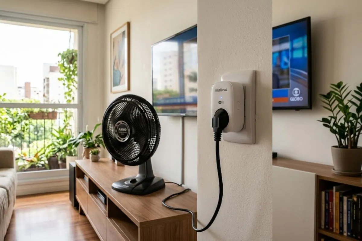 tomada inteligente controlando consumo de energia em casa